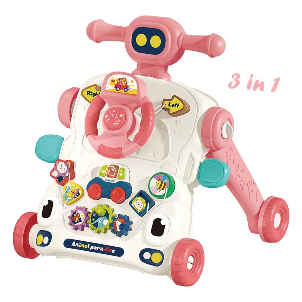 ROBBIE 3 IN 1 PINK ACTIVITY WALKER