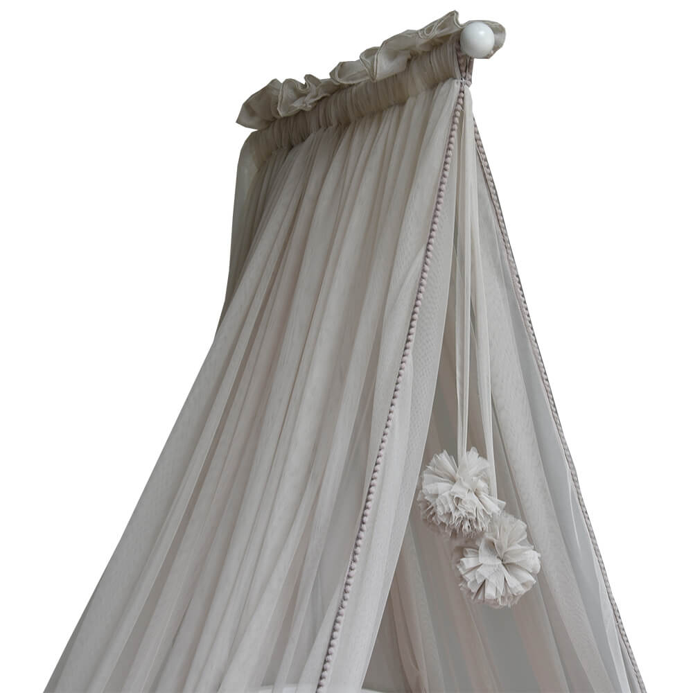 BED MOSQUITO NET WITH POM-POM BEIGE