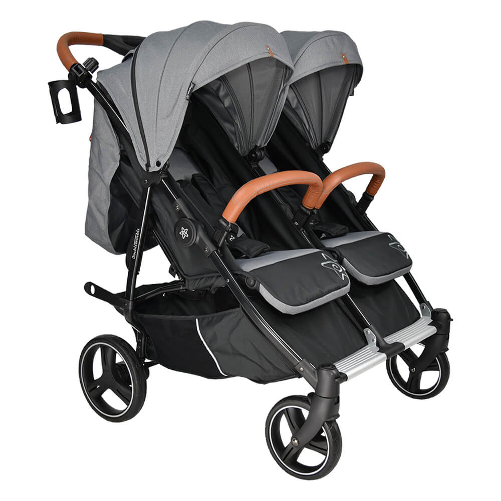 TWIN STROLLER DOUBLE TROUBLE GRAY